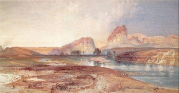  Moran Peintre - Falaises rivière verte Wyoming paysage montagnes Rocheuses école Thomas Moran